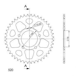 Supersprox alluminio rocchetto per catena 520 - 44Z (oro)