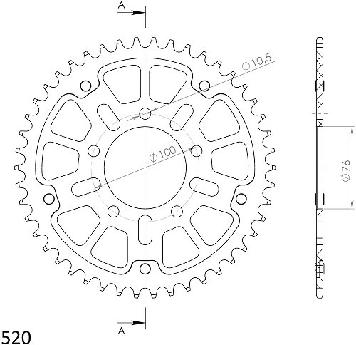 Supersprox Stealth Chain wheel 520 - 45Z (blue)