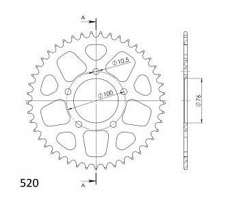 Supersprox aluminium roue d`entrainement 520 - 45Z (or)