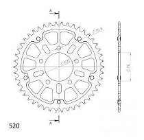 Supersprox Stealth rueda de cadena 520 - 45Z (rojo)