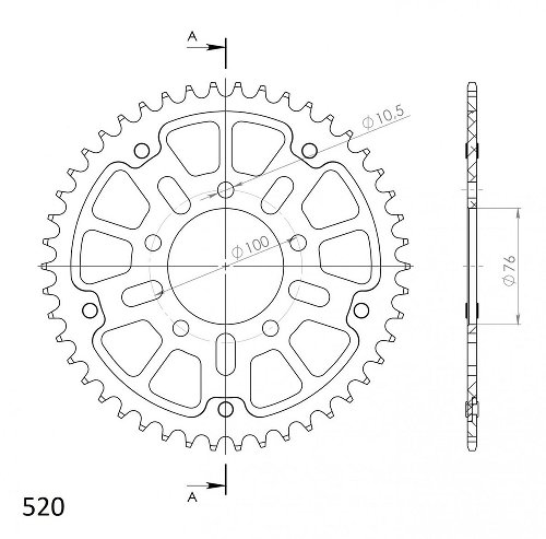 Supersprox Stealth rocchetto per catena 520 - 47Z (nero)