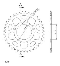 Supersprox aluminium roue d`entrainement 525 - 38Z (noir)