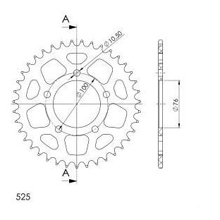 Supersprox aluminium roue d`entrainement 525 - 40Z (or)