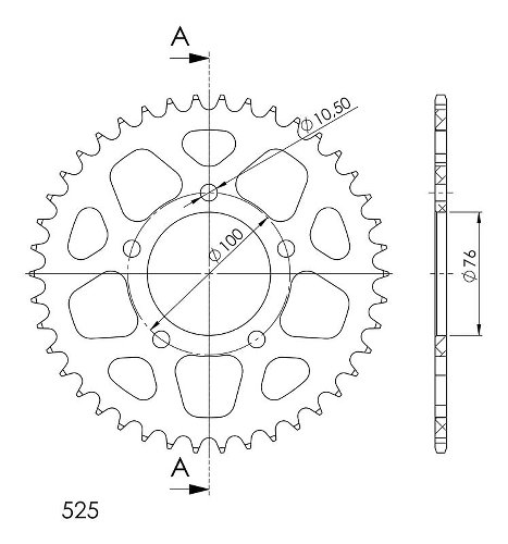 Supersprox aluminium roue d`entrainement 525 - 41Z (noir)