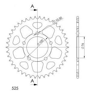 Supersprox alluminio rocchetto per catena 525 - 41Z (oro)