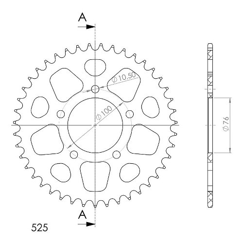 Supersprox aluminio rueda de cadena 525 - 43Z (negro)