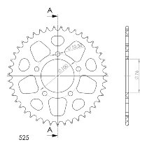 Supersprox alluminio rocchetto per catena 525 - 43Z (nero)