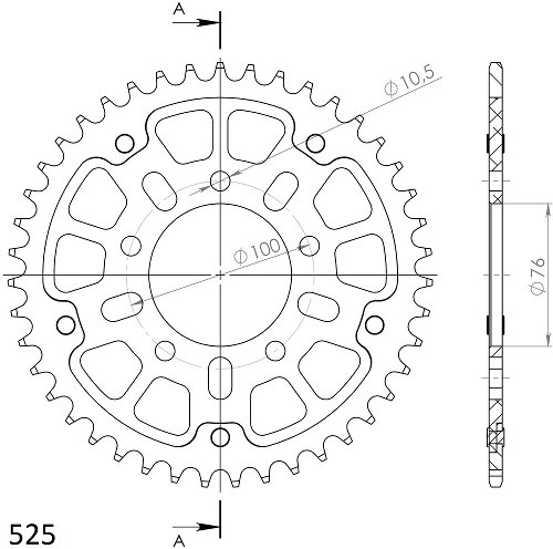 Supersprox Stealth Chain wheel 525 - 43Z (black)