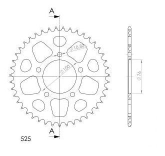 Supersprox aluminium roue d`entrainement 525 - 43Z (or)