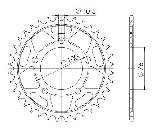 Supersprox Steel Chain wheel 525 - 44Z (black)