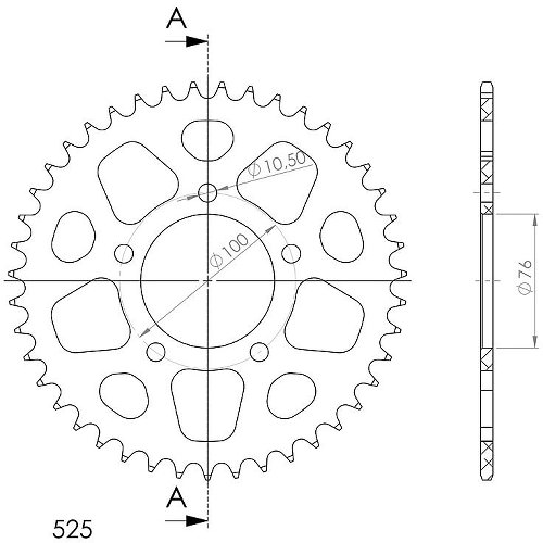 Supersprox Aluminium Chain wheel 525 - 44Z (blue)