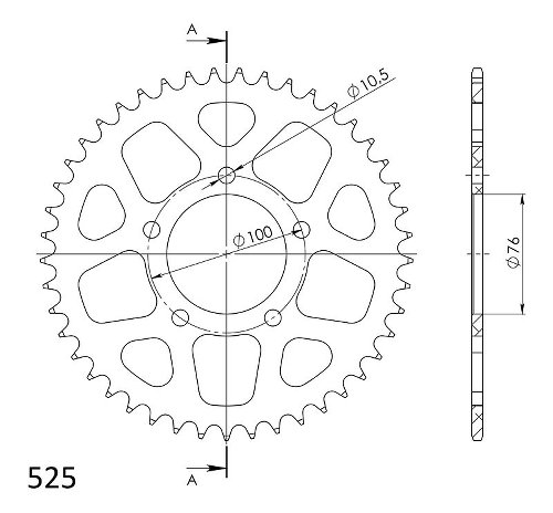 Supersprox aluminio rueda de cadena 525 - 45Z (negro)