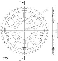 Supersprox Stealth rueda de cadena 525 - 45Z (negro)