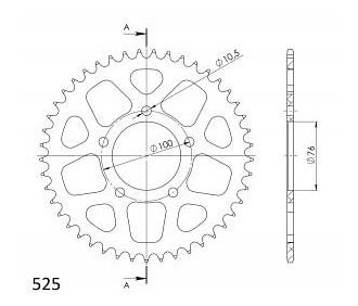 Supersprox aluminium roue d`entrainement 525 - 45Z (bleue)