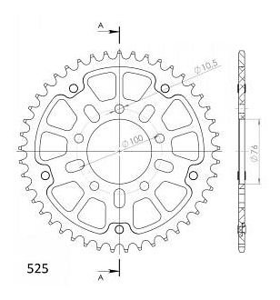 Supersprox Stealth rueda de cadena 525 - 45Z (rojo)