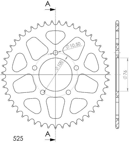 Supersprox Aluminium Chain wheel 525 - 46Z (blue)