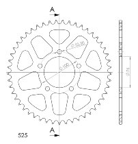 Supersprox alluminio rocchetto per catena 525 - 48Z (nero)