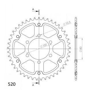 Supersprox Stealth Chain wheel 520 - 45Z (silver)