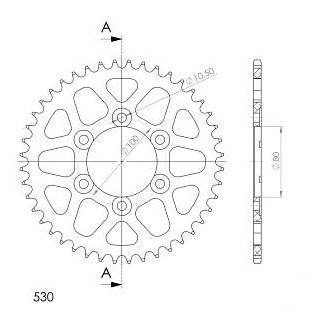 Supersprox alluminio rocchetto per catena 530 - 44Z (oro)