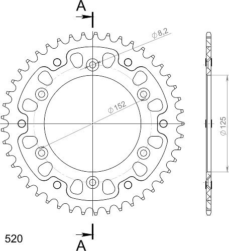 Supersprox Stealth rocchetto per catena 520 - 45Z (rosso)