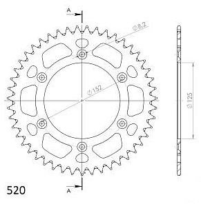 Supersprox aluminio rueda de cadena 520 - 47Z (rojo)