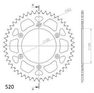 Supersprox aluminio rueda de cadena 520 - 48Z (argénteo)