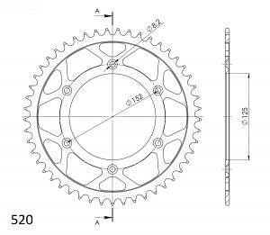 Supersprox acciaio rocchetto per catena 520 - 49Z (nero)