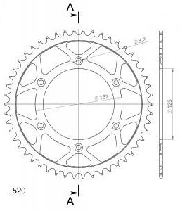 Supersprox acciaio rocchetto per catena 520 - 50Z (nero)