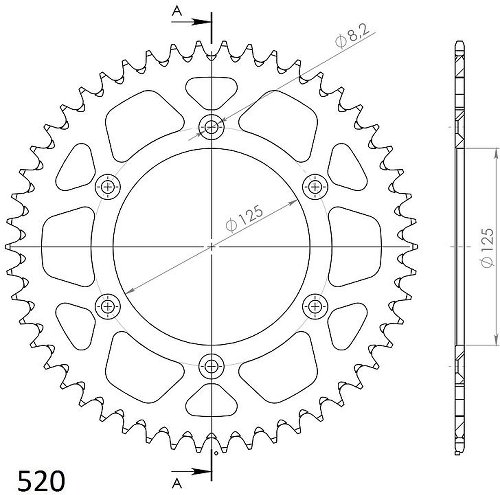 Supersprox aluminio rueda de cadena 520 - 50Z (rojo)