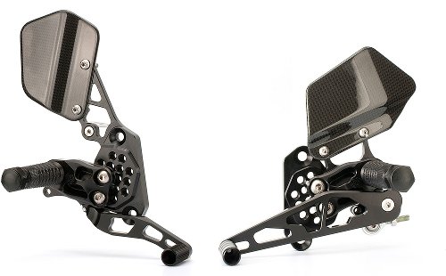 Gilles Footrest system, adjustable, black - Aprilia 250 RS