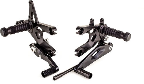 Gilles Footrest system, adjustable, black - Aprilia 1000,