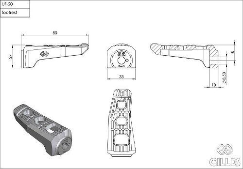 Gilles Footpeg kit touring, front/rear, black - Ducati