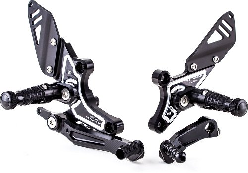 GILLES Adjustable rearset RCT10GT, black/silver - BMW R