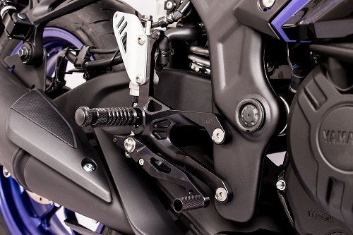 GILLES Fußrastenanlage FXR, schwarz-silber - Yamaha YZF R3 /