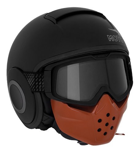 Moto Guzzi Jethelm mit Maske, schwarz matt, Größe: M