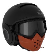 Moto Guzzi Jethelm mit Maske, schwarz matt, Größe: L