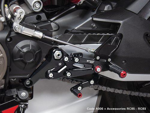 Bonamici Racing footrest systems, adjustable, set Aprilia RS