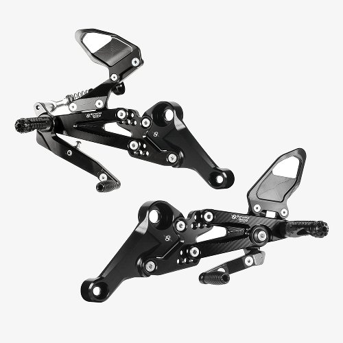 Poggiapiedi Bonamici Racing, regolabili, set Aprilia RS 600