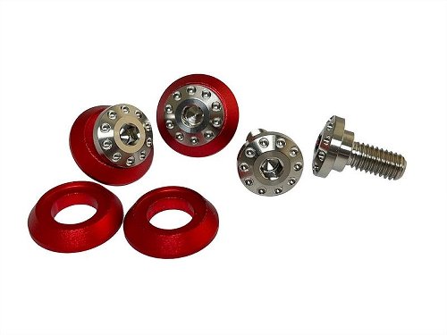 Set di viti Carbonworld, parabrezza, rosso-argento adatto