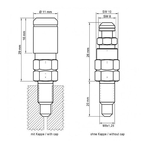 stahlbus Entlüftungsventil M8x1,25x20mm, Stahl