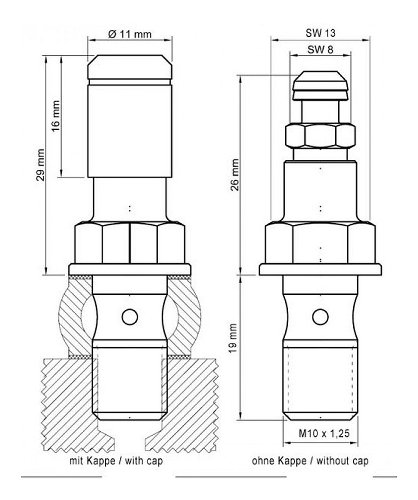 stahlbus Hohlschraube mit Entlüftungsventil M10x1,25x19mm,