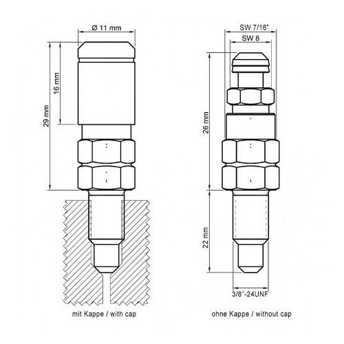 stahlbus Set de 4 vannes de purge 3/8 pouce-24UNFx22mm,