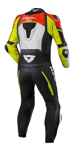 Revit Hyperspeed One Piece Leather Suit Neon Red/Neon Yellow