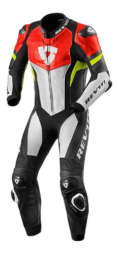Revit Hyperspeed One Piece Leather Suit Neon Red/Neon Yellow