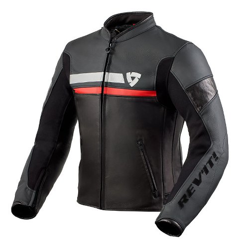 Revit Mile Lederjacke Schwarz/Rot 46