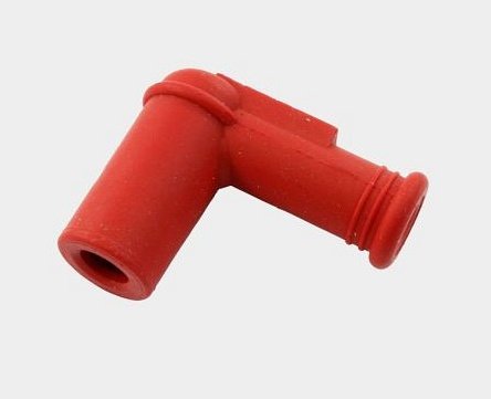 Plug connector Champion 90° red, rubber (5kohm)