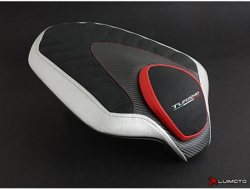 Luimoto Pillion seat cover `Strada` velours silver-red - MV