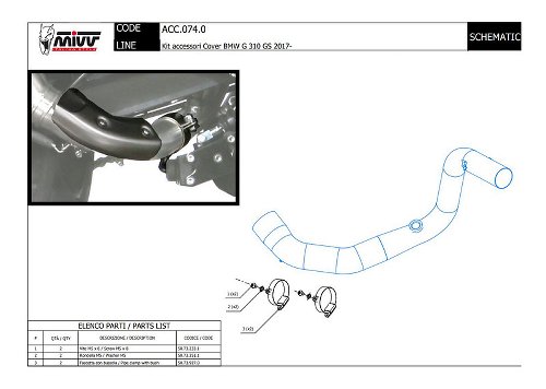 MIVV heat shield mounting kit for the original sheet metal -