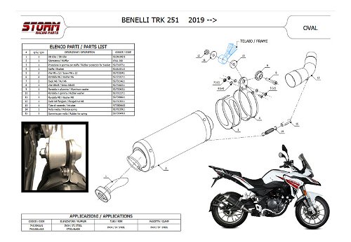 STORM Auspuff, Edelstahl schwarz, oval, mit EG-ABE - Benelli