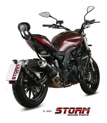 STORM Auspuff, Edelstahl schwarz, oval, mit EG-ABE - Benelli